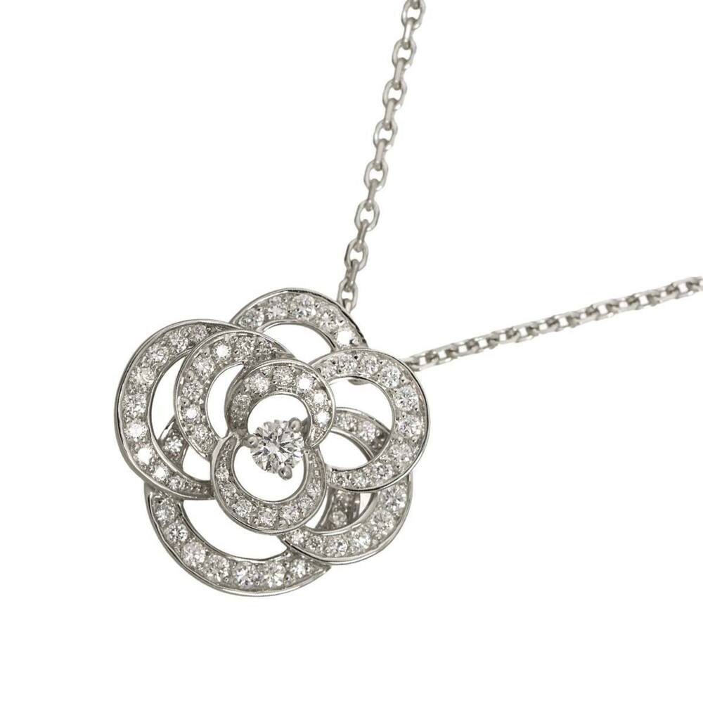 Chanel Camellia Diamond Necklace, Medium, 41cm, 18K White Gold (750), Flower ...